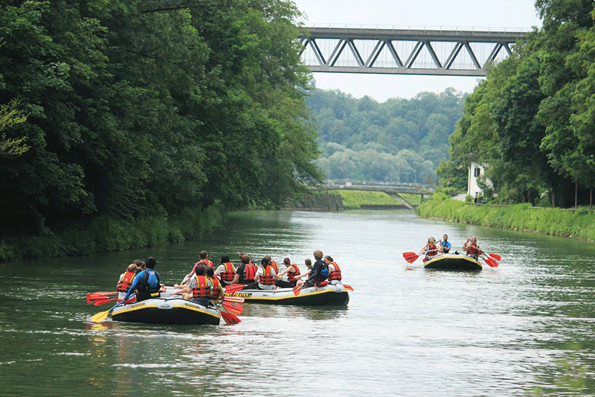 Rubber boat in Munich