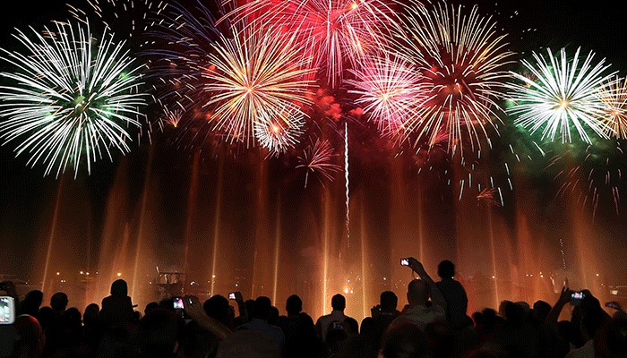 Celebration and fireworks in Dubai