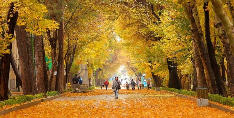 خیابان چهار باغ عباسی اصفهان در پاییز